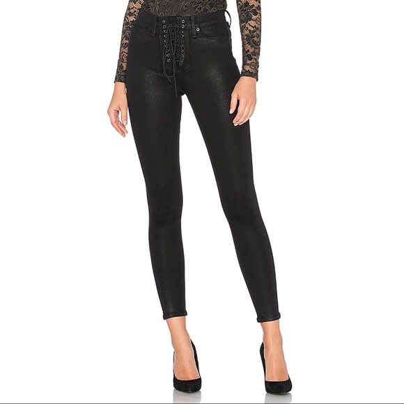 Hudson Jeans Denim - Hudson Bullocks Lace Up High Rise Coated Jean